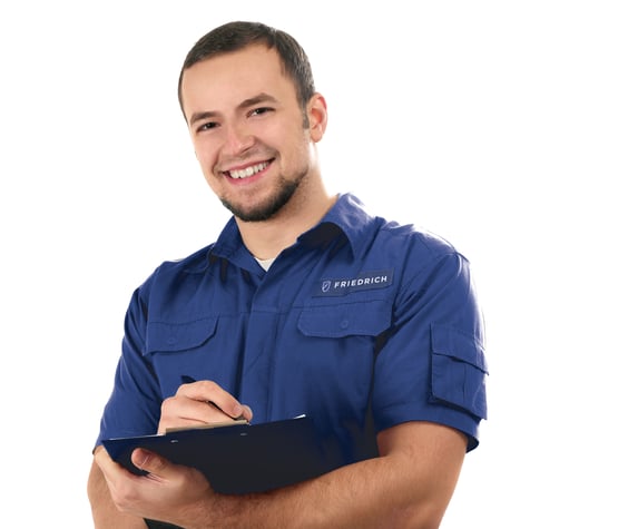 Contractor in blue shirt